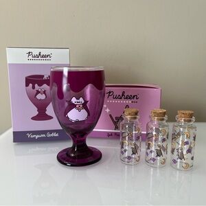 NIB Pusheen Cat Halloween Vampurr Goblet Cup & Witch Potion Bottles 3pk